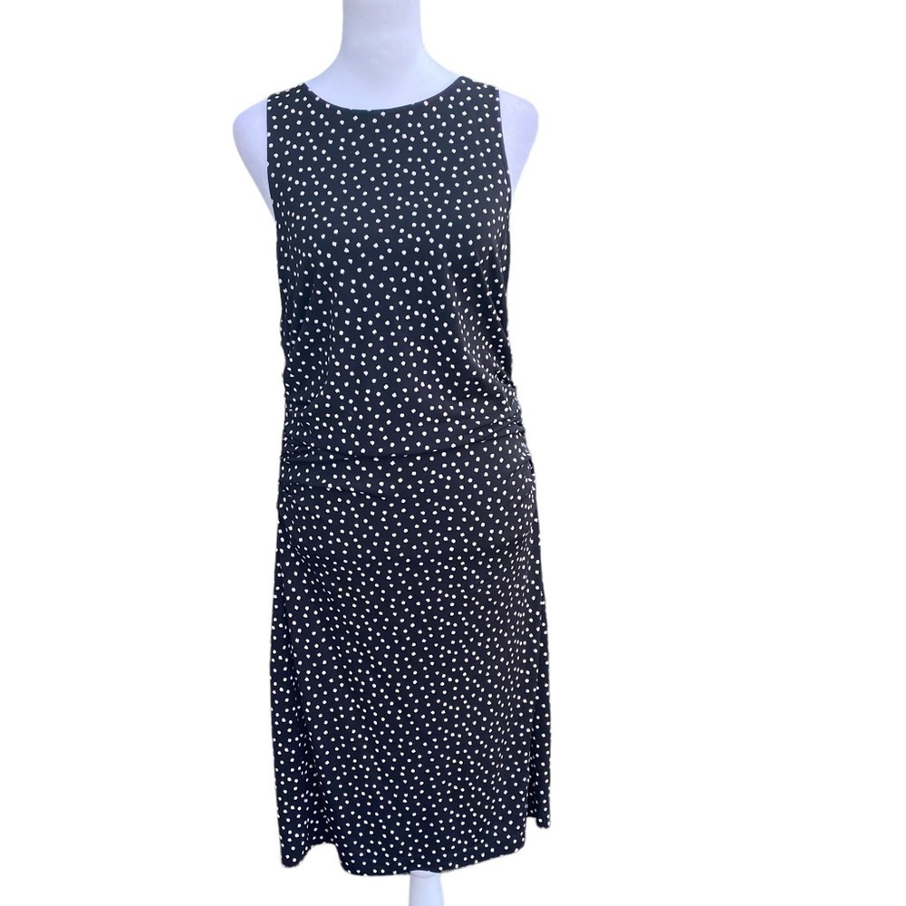 Ann Taylor ladies sleeveless ruched‎ midi dress black and white size 6.